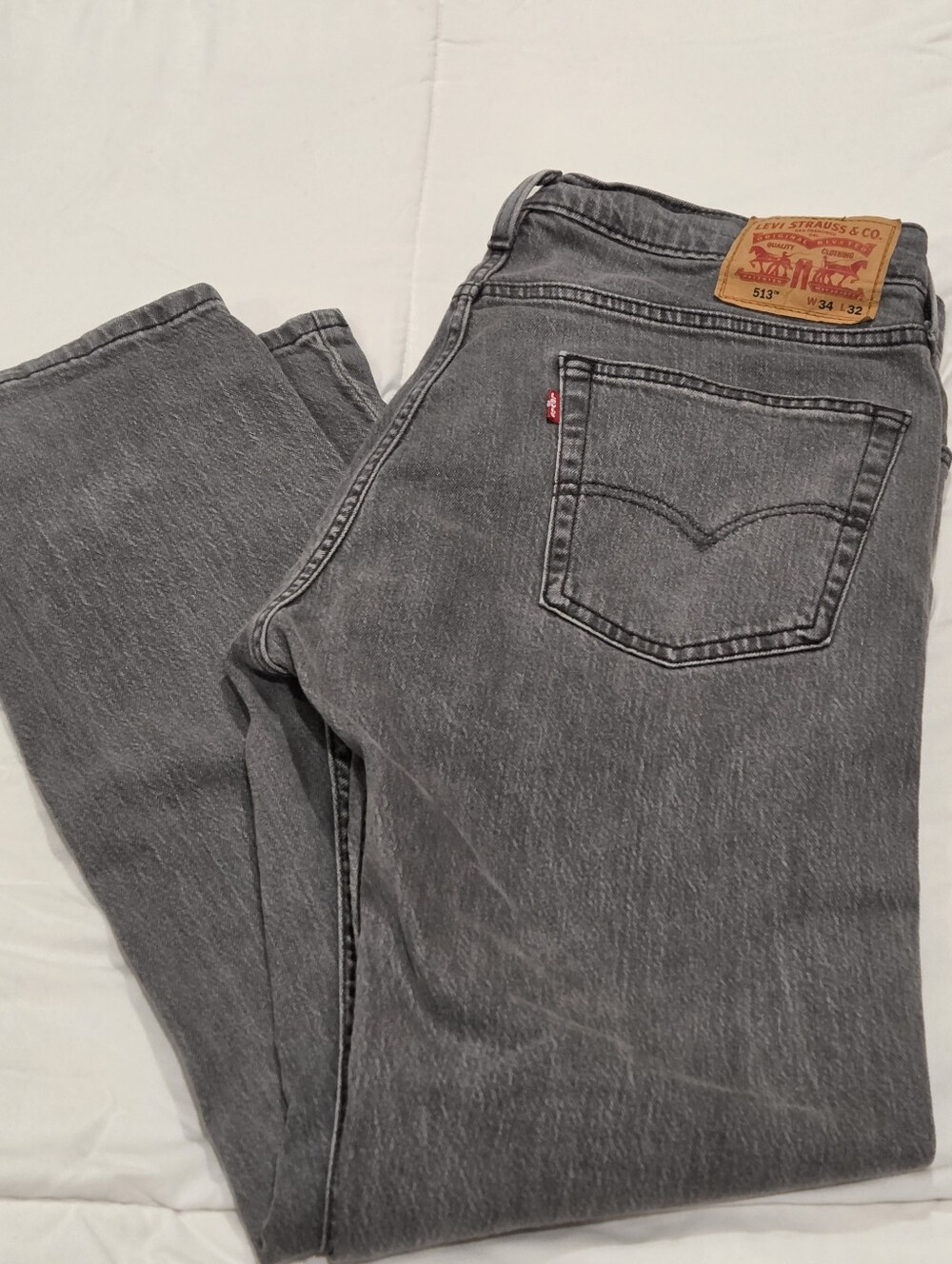Levi's 513 Slim Straight Gray Jeans W34 L32 - Worn Once